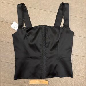 Reformation Tagliatelle Silk Top Black